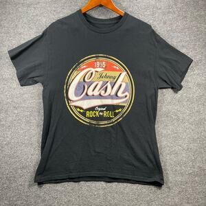 Cash T-Shirt Men's Large Black Johnny Cash Logo Short Sleeve Casual Rock N Roll